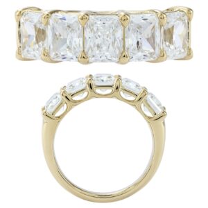 14K Gold Lab Grown Diamond 5 Stone Band 3.75 CT Radiant Cut