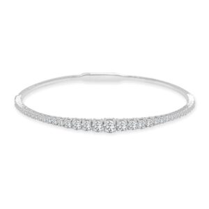 14K Gold Lab Grown Diamond Halfway Graduating Flexible Bangle 1.5 CT (46 Stones)