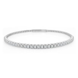 14K Gold Lab Grown Diamond Halfway Flexible Bangle Buttercup Setting 1.5 CT (37 Stones)