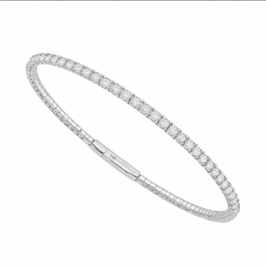 14K Gold Lab Grown Diamond Three Quarter Bangle 1 CT (62 Stones)