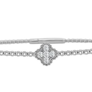 14K Gold Lab Grown Diamond Fancy Shape Halfway Bangle Clover Shape 0.20 CT (5 Stones)