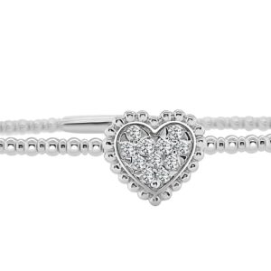 14K Gold Lab Grown Diamond Fancy Shape Halfway Bangle Heart Shape 0.20 CT (11 Stones)