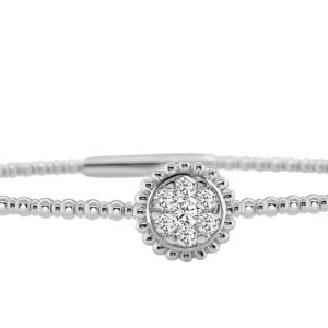 14K Gold Lab Grown Diamond Fancy Shape Halfway Bangle Round Cut 0.25 CT (7 Stones)