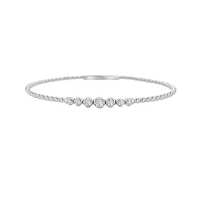 14K Gold Lab Grown Diamond Halfway Flexible Bangle 0.25 CT (7 Stones)