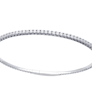 14K Gold Lab Grown Diamond Halfway Flexible Bangle Classic 4 Prong 0.75 CT (53 Stones)