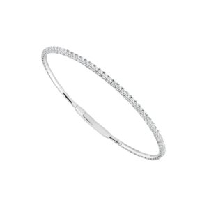 14K Gold Lab Grown Diamond Halfway Flexible Bangle Classic 4 Prong 2 CT (29 Stones)