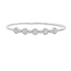 14K Gold Lab Grown Diamond Halfway Flexible Bangle 1 CT (44 Stones)
