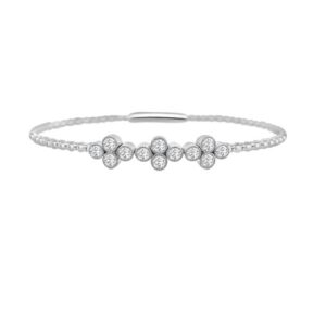 14K Gold Lab Grown Diamond Halfway Fancy Flexible Bangle 1 CT (12 Stones)