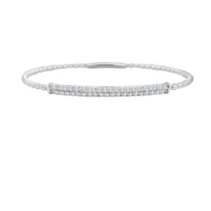 14K Gold Lab Grown Diamond Halfway Flexible Bangle 1 CT (41 Stones)