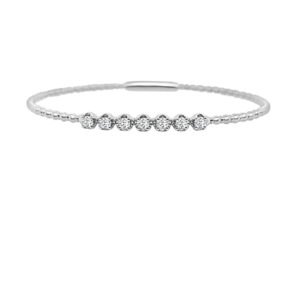 14K Gold Lab Grown Diamond Halfway Flexible Bangle 0.50 CT (7 Stones)