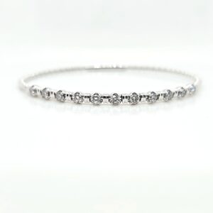 14K Gold Lab Grown Diamond Halfway Flexible Bangle 0.75 CT (11 Stones)