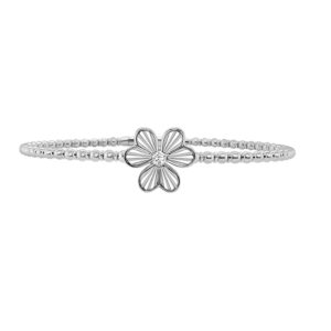 14K Gold Lab Grown Diamond Halfway Flexible Bangle 0.05 CT (1 Stone)