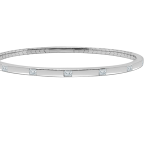 14K Gold Lab Grown Diamond Fancy Shape Halfway Bangle Emerald Cut 0.33 CT (7 Stones)