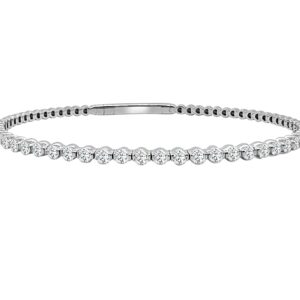 14K Gold Lab Grown Diamond Halfway Flexible Bangle 1.25 CT (23 Stones)