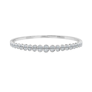 14K Gold Lab Grown Diamond Fancy Shape Halfway Bangle Oval Cut 3 CT (19 Stones)