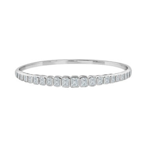 14K Gold Lab Grown Diamond Fancy Shape Halfway Bangle Emerald Cut 3.20 CT (21 Stones)