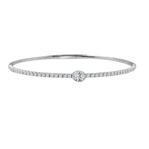 14K Gold Lab Grown Diamond Fancy Shape Halfway Bangle Oval Cut 0.63 CT (43 Stones)