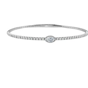 14K Gold Lab Grown Diamond Fancy Shape Halfway Bangle Marquise Cut 0.63 CT (43 Stones)