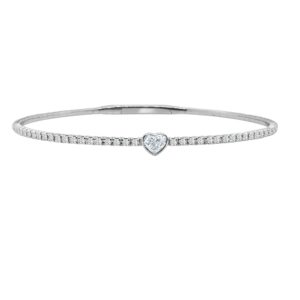 14K Gold Lab Grown Diamond Fancy Shape Halfway Bangle Heart Shape 0.63 CT (43 Stones)