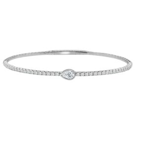 14K Gold Lab Grown Diamond Fancy Shape Halfway Bangle Pear Cut 0.63 CT (43 Stones)