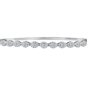 14K Gold Lab Grown Diamond Fancy Shape Halfway Bangle Marquise Cut 0.88 CT (121 Stones)