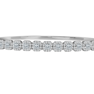 14K Gold Lab Grown Diamond Fancy Shape Halfway Bangle Princess Cut 2 CT (195 Stones)
