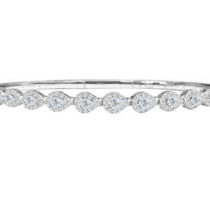 14K Gold Lab Grown Diamond Fancy Shape Halfway Bangle Pear Cut 0.88 CT (37 Stones)