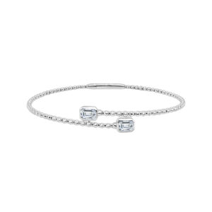 14K Gold Lab Grown Diamond Fancy Shape Halfway Bangle Emerald Cut 0.75 CT (2 Stones)