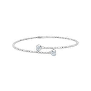 14K Gold Lab Grown Diamond Fancy Shape Halfway Bangle Heart Shape 0.50 CT (2 Stones)