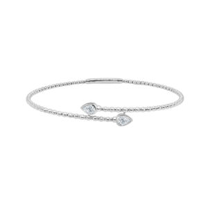 14K Gold Lab Grown Diamond Fancy Shape Halfway Bangle Pear Cut 0.38 CT (2 Stones)
