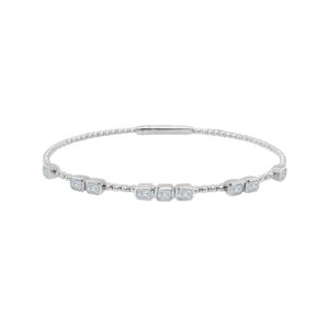 14K Gold Lab Grown Diamond Fancy Shape Halfway Bangle Emerald Cut 1.17 CT (9 Stones)