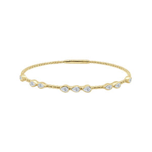 14K Gold Lab Grown Diamond Fancy Shape Halfway Bangle Pear Cut 1.17 CT (9 Stones)