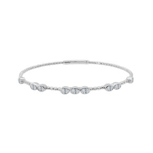 14K Gold Lab Grown Diamond Fancy Shape Halfway Bangle Oval Cut 1.17 CT (9 Stones)