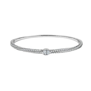 14K Gold Lab Grown Diamond Fancy Shape Halfway Bangle Oval Cut 2 CT (239 Stones)