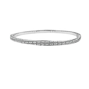 14K Gold Lab Grown Diamond Fancy Shape Halfway Bangle 1.75 CT (224 Stones)