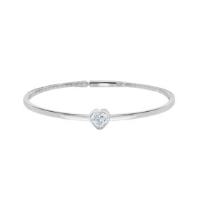 14K Gold Lab Grown Diamond Fancy Shape Halfway Bangle Heart Shape 0.38 CT