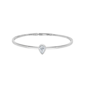 14K Gold Lab Grown Diamond Fancy Shape Halfway Bangle Pear Cut 0.38 CT