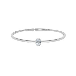 14K Gold Lab Grown Diamond Fancy Shape Halfway Bangle Oval Cut 0.50 CT