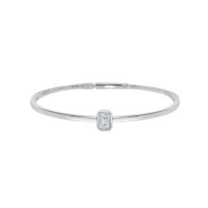 14K Gold Lab Grown Diamond Fancy Shape Halfway Bangle Emerald Cut 0.75 CT