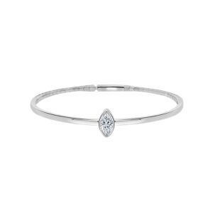14K Gold Lab Grown Diamond Fancy Shape Halfway Bangle Marquise Cut 0.50 CT