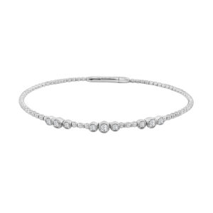 14K Gold Lab Grown Diamond Halfway Flexible Bangle 0.33 CT (9 Stones)