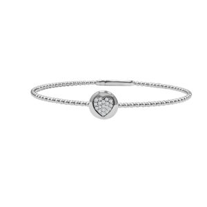 14K Gold Lab Grown Diamond Fancy Shape Halfway Bangle Heart Shape 0.13 CT (18 Stones)