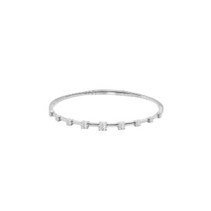 14K Gold Lab Grown Diamond Fancy Shape Halfway Bangle Round Cut 0.88 CT (9 Stones)