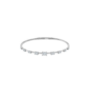 14K Gold Lab Grown Diamond Fancy Shape Halfway Bangle Emerald Cut 1.25 CT (9 Stones)