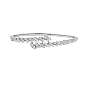 14K Gold Lab Grown Diamond Halfway Flexible Bangle 2 CT (62 Stones)