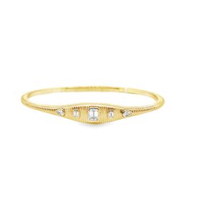 14K Gold Lab Grown Diamond Fancy Shape Halfway Bangle Emerald Cut 0.75 CT