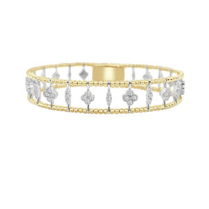 14K Gold Lab Grown Diamond Halfway Fancy Flexible Bangle 1.33 CT (84 Stones)