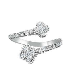 14K Gold Lab Grown Diamond Flex Ring Clover Shape 0.38 CT (24 Stones)