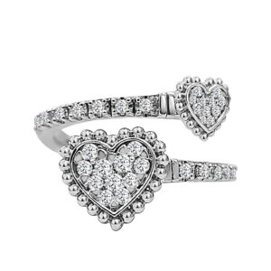 14K Gold Lab Grown Diamond Flex Ring Heart Shape 0.38 CT (36 Stones)