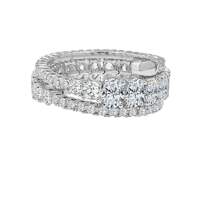 14K Gold Lab Grown Diamond Flex Ring Half Round & Half Oval Design 4.75 CT (84 Stones)